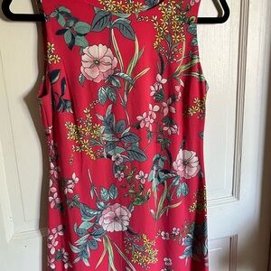 Tommy Hilfiger Red Sheath Midi Dress Sleeveless Crew Neck